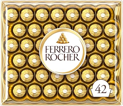 Ferrero Rocher Pralines Gift Box 42 Pieces 525g Milk Chocolate Hazelnuts