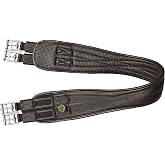 T TEKE Contoured Chafeless Girth for Horses, Airflow Waffle PVC Foam Construction with Double Side Heavy Duty Cotton Elastic and Stainless Steel Buckles (38"-56")