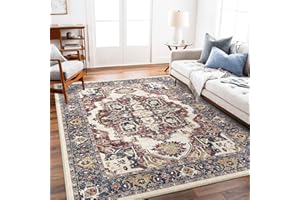 TOPRUUG Washable Area Rug 5x7 for Living Room Non Slip Runner Rugs with Rubber Backing for Bedroom Soft Kitchen Runner Rug Stain Resistant Non Shedding Rug Farmhouse Distressed Carpet Runner
