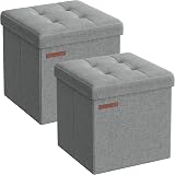 SONGMICS Storage Ottoman Set of 2 30x30x30 cm Light Grey LSF028G42
