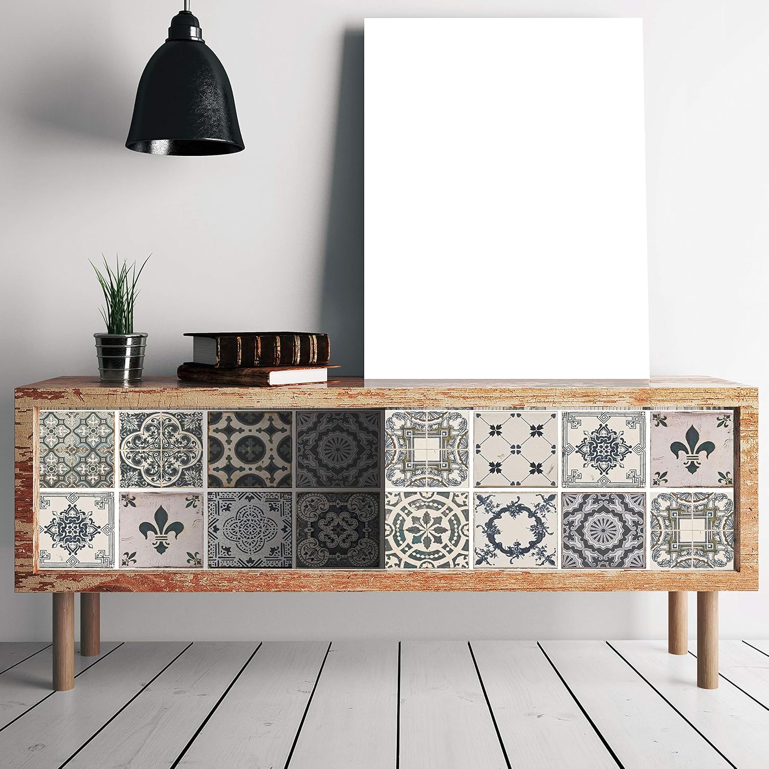WALPLUS 120 pcs 15cm (6") Vintage Blue Tile Stickers Peel and Stick Self-Adhesive Vinyl Wall Tiles for Kitchen Bathroom Bedroom Backsplash DIY Home Décor - Image 5