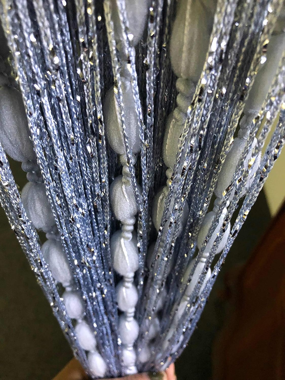 Vagasi Door String Curtains Silver Panel Soft Balls Romantic Glitter Fringe Room Divider Home Décor Wedding Girls Bedroom Window Living Room Backdrop Party Doorways Closet Doors 39x79 Inch