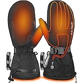 Heated Gloves Mittens for Men Women 7.4V 3000mAh Rechargeable Waterproof Wear-Resistant Battery Heated Ski Gloves