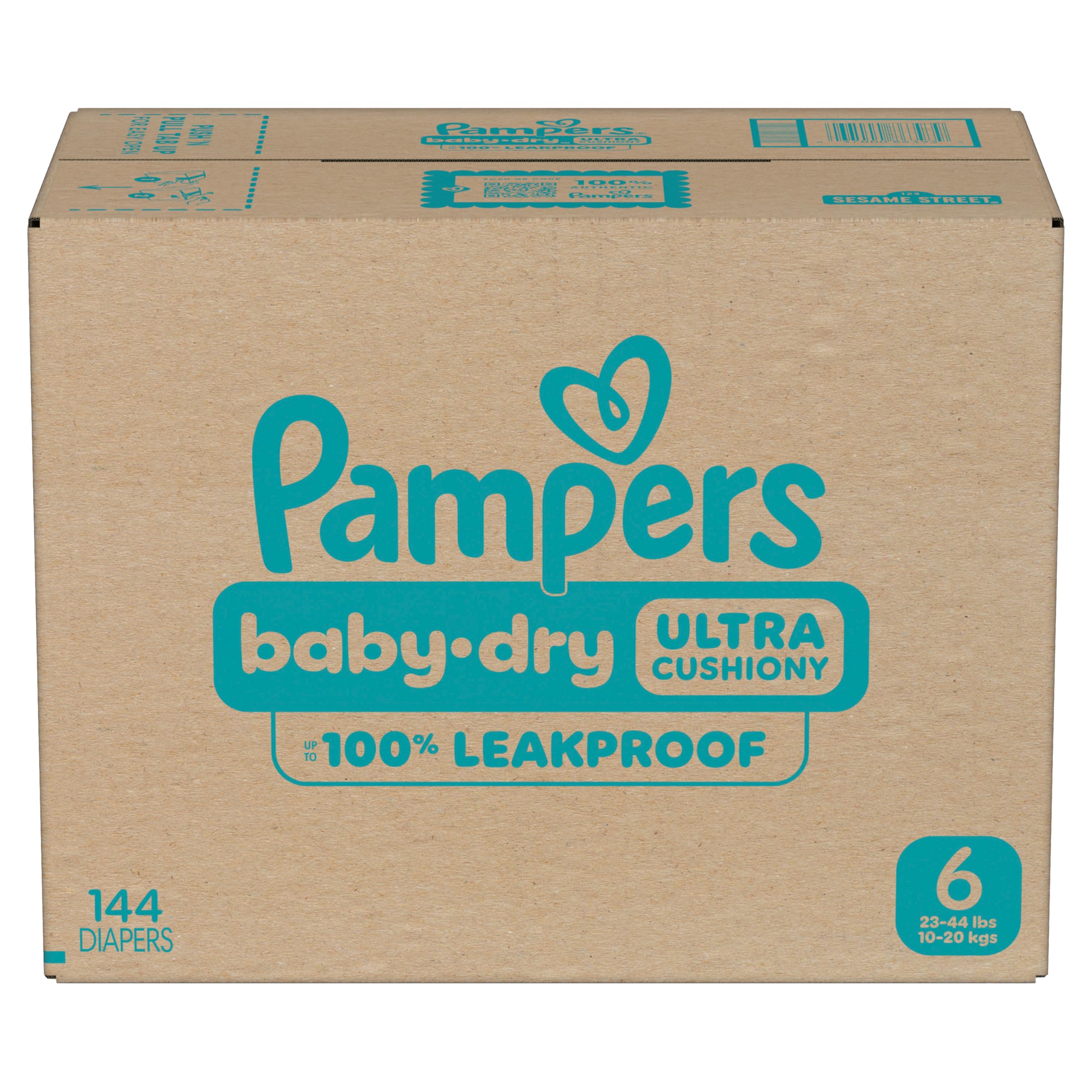 Pampers Diapers - Baby Dry - Size 6, 144 Count, Absorbent Disposable Infant Diaper (Packaging May Vary)