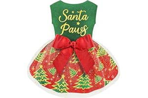 BAOBICUTE Dog Christmas Outfit Cute Dog Christmas Dress with Bowknot Tulle Puppy Clothes for Small Medium Dogs Cats Boys Girls Pet Costume