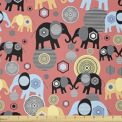 Ambesonne Elephant Fabric by The Yard, Modern Art
