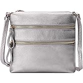Solene Small Multi Zipper Pocket Crossbody Bag with Adjustable Strap, Lightweight Travel Purse, Daily Small Messenger Pouch