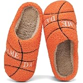 INMINPIN Women Men Ball Sports Slippers Soft Curly Plush House Shoes Cozy Bedroom Slippers Indoor Outdoor with Non Slip Sole for Sports Fan