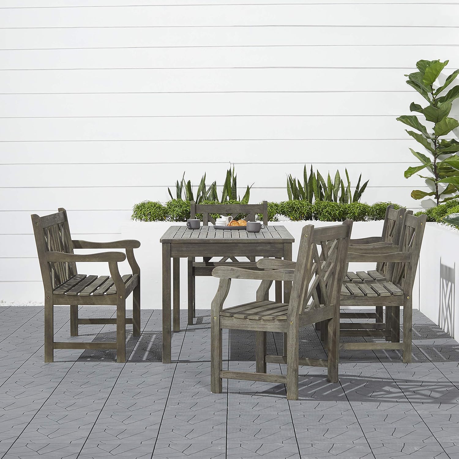 Renaissance Outdoor Patio Dining Picnic Bench – Gray – Vifah For Sale