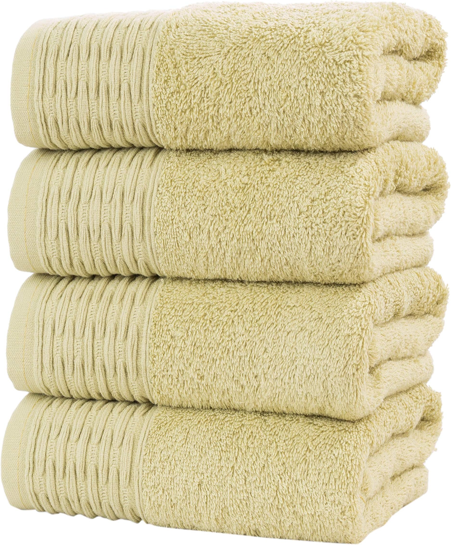 Hygge Bathroom Hand Towels, 4-Pack Hand Towel Set, Lime, 100% Cotton, Absorbent and Heavyweight