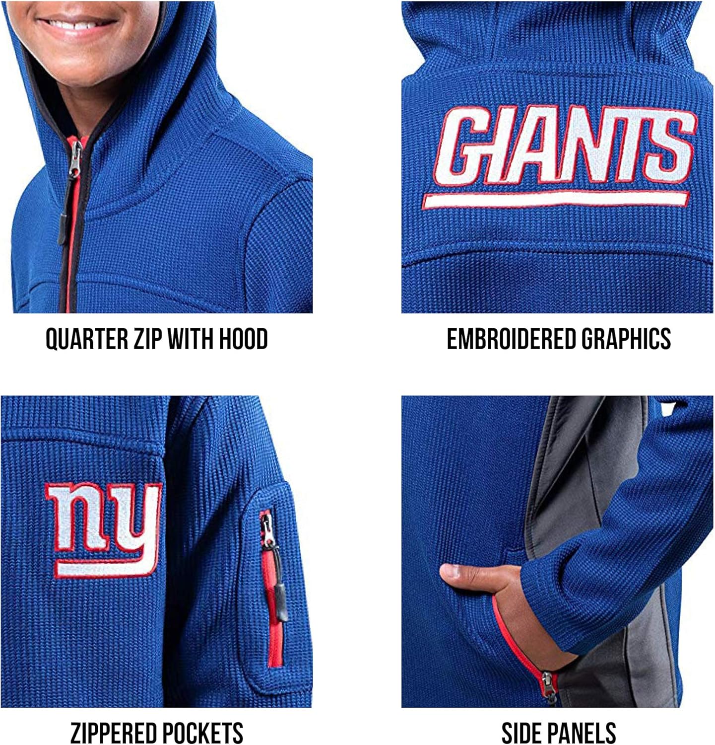 Ultra Game NFL Boys Extra Soft Fleece Quarter-Zip Pullover Hoodie Sweatshirt : Clothing