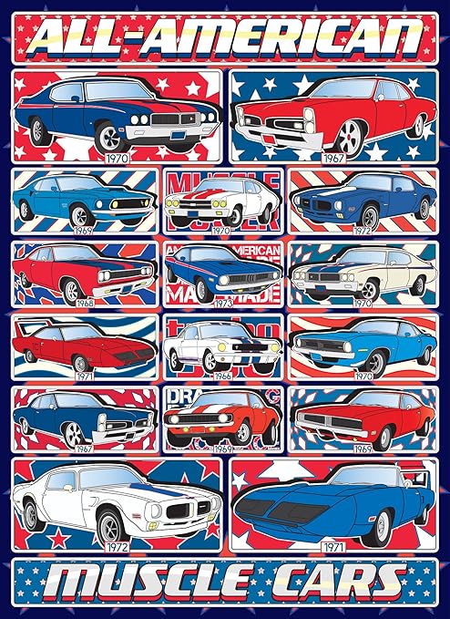 Amazon Muscle Carsジグソーパズル 1000 Piece Limited Edition See Collectors注意 クラシック All American車パズルセットwith Patrioticデザイン Made In Usa By Hennessyパズル ジグソーパズル おもちゃ