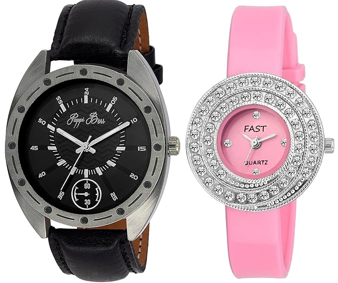 Pappi-Haunt - Pack of 2 - Designer Couple Wrist Watch for Boys, Girls, Men, Women