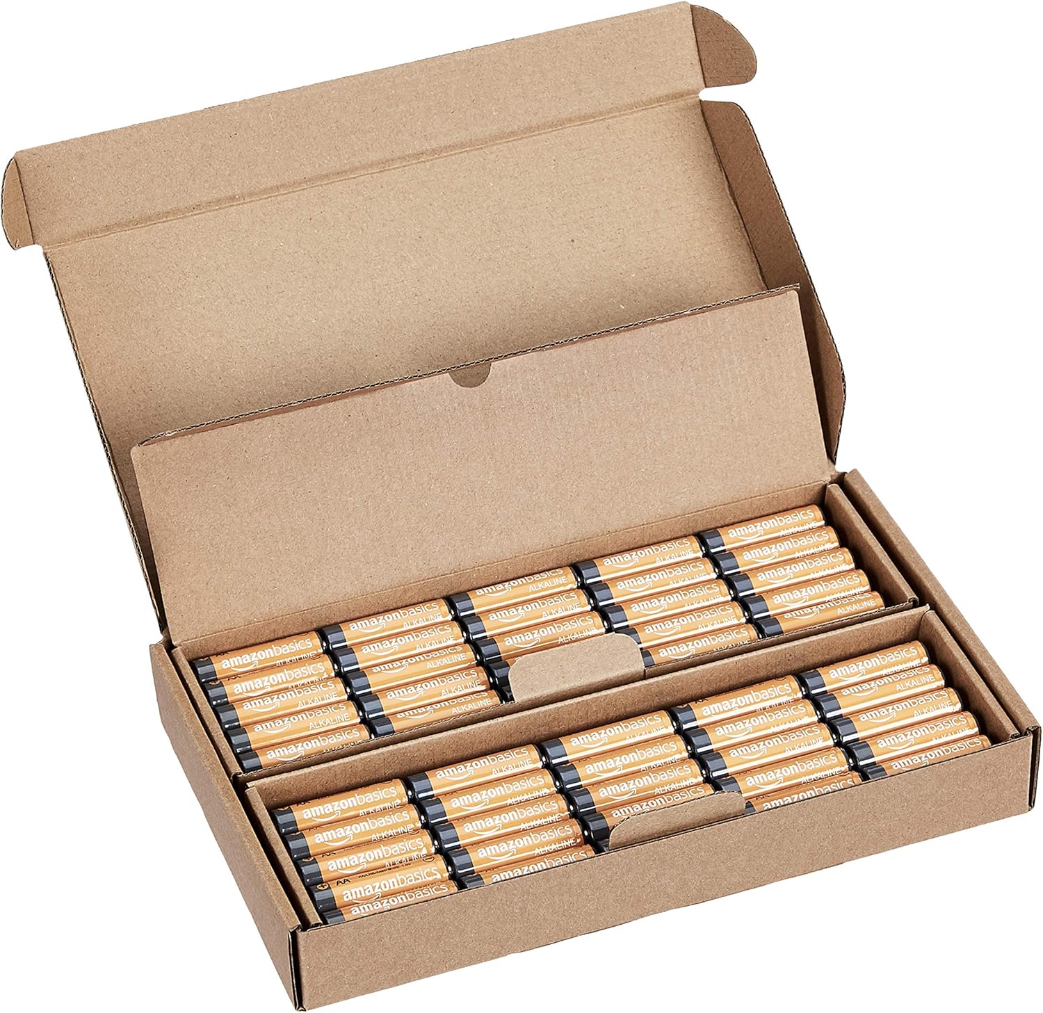 Basics 100 Pack AA High-Performance Alkaline Batteries, 10-Year Shelf Life, Easy to Open Value Pack: Health & Personal Care