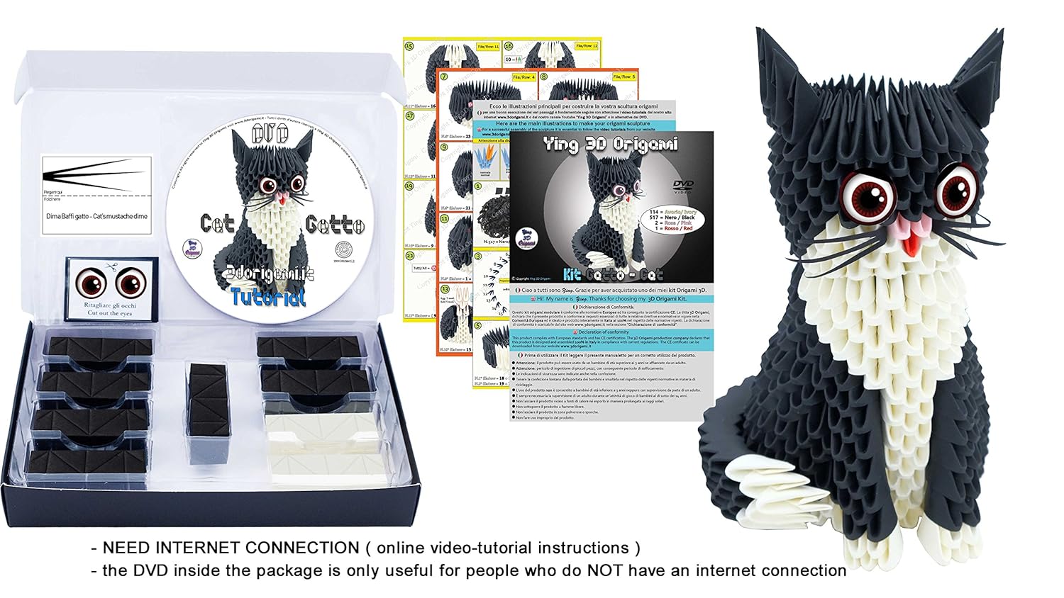 Origami 3d Kit Catcat 485 Pz Pre Segnato For Easy Folding