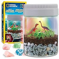 National Geographic Dinosaur Terrarium Kit for Kids – Multicolor Light Up Terrarium, Build a Dinosaur Habitat with Real Plant
