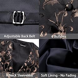Barry.Wang Brown Black Vest for Men Silk Jacquard