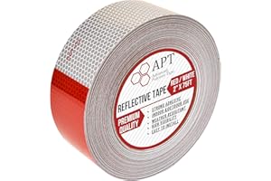 APT Dot-C2 High Intensity Grade Reflective Tape (2" X 75Ft, Red/White), Conspicuity, Red White for Trailers, Car, Bike. Safet
