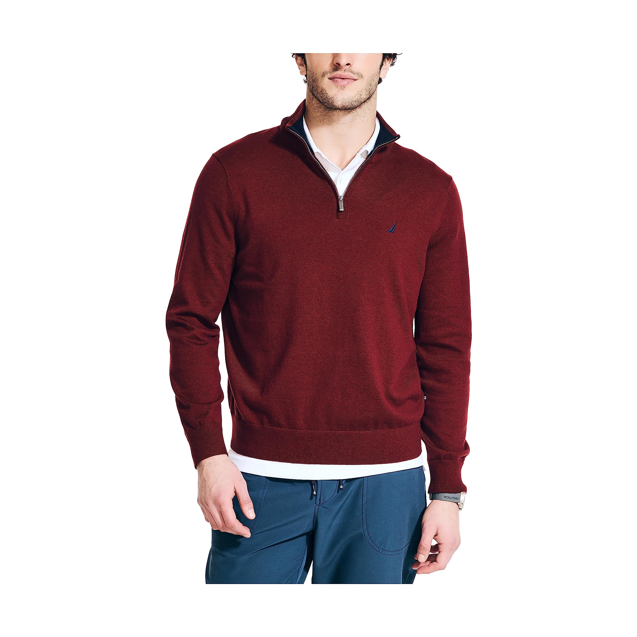 Nautica Navtech Quarter-Zip Sweater, Deep Crimson, L