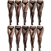 Ramede 10 Pairs Fishnet Thigh High Stockings for Women Goth Fish Nets Lace Mesh Tights High Waist Fishnet Leggings Pantyhose