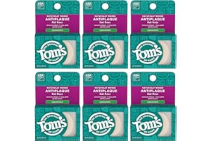 Tom's of Maine Naturally Waxed Antiplaque Flat Dental Floss, Spearmint, 32 Yards 6-Pack (Packaging May Vary)