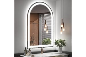 CHARMOR Arched LED Bathroom Mirror 26x38 with Backlit and Frontlit, Dimmable Arched Illuminated Mirror, Anti-Fog, 3 Colors, Memory, Shatter-Proof, ETL Listed