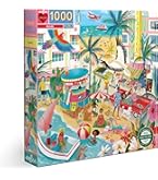 EeBoo Piece And Love Beach Umbrellas 1000 Piece Square Jigsaw Puzzle - Glossy Pieces, Minimal Dust, For Adults & Families