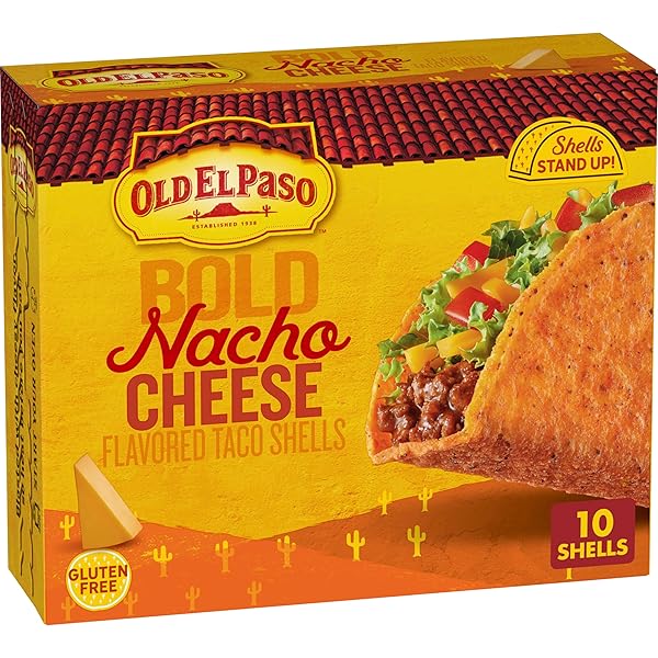 OLD EL PASO STAND ‘N STUFF BOLD NACHO CHEESE FLAVORED TACO SHELLS, GLUTEN FREE, 10 CT, 5.4 OZ
