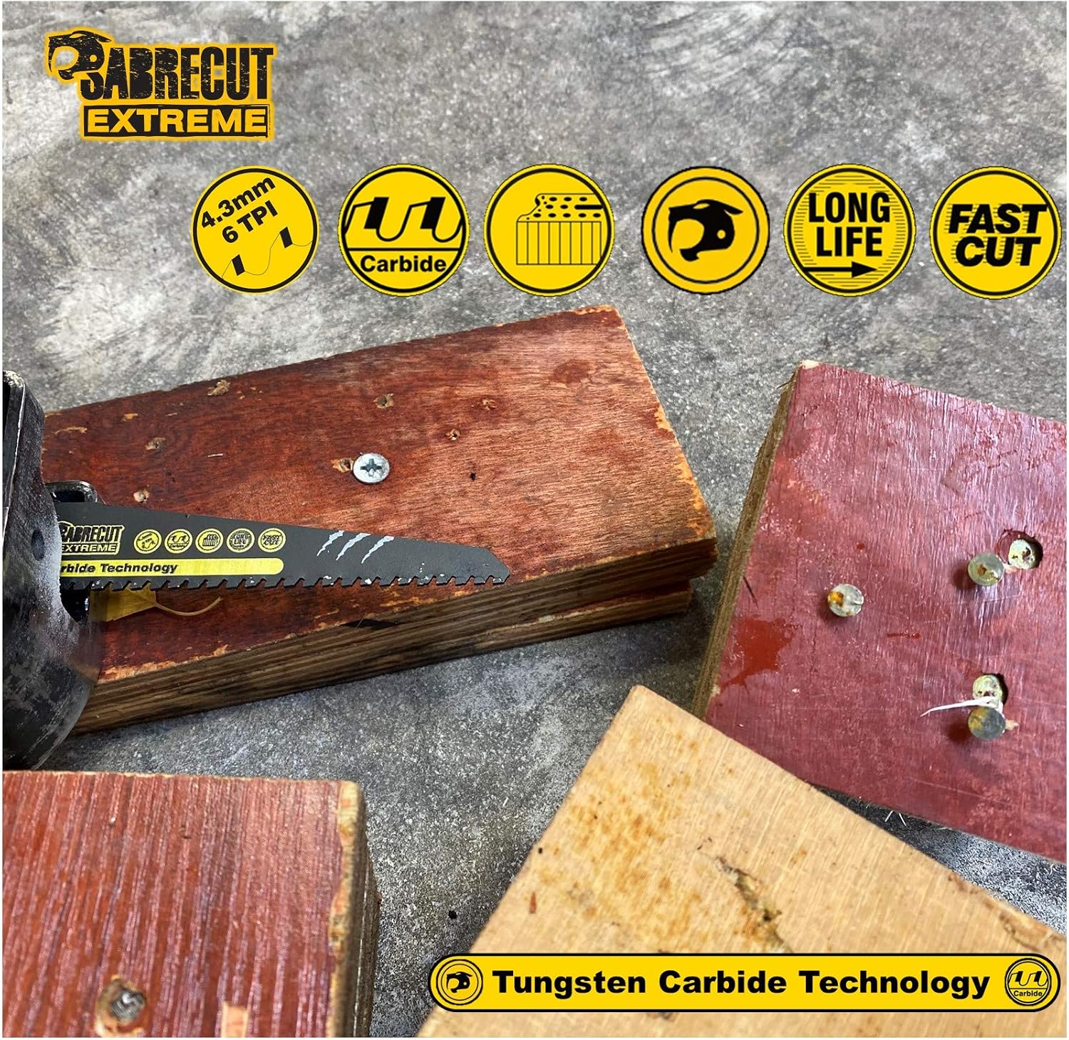 2 x SabreCut SCRS940HM_2 Tungsten Carbide 152mm 6 TPI S940HM Aerated Concrete Brick Plastic and Metal Straight Cutting Reciprocating Sabre Saw Blades - Image 5