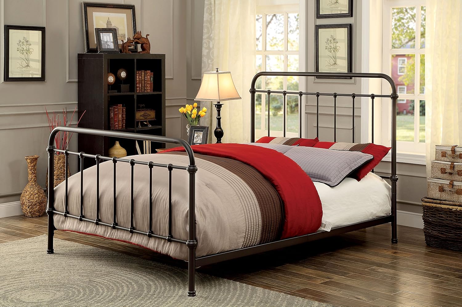 Amazon Com Furniture Of America Overtown Metal Bed Full Dark Bronze Furniture Decor