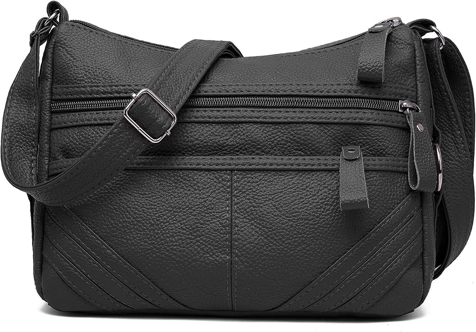 Women Crossbody Bag Pocketbooks Soft PU Leather Handbags Multi Pocket