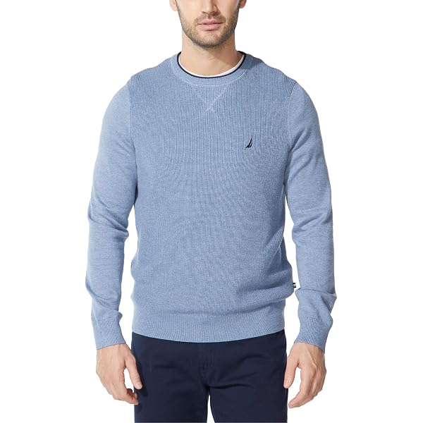 Nautica Basic Crew Neck Fleece Sweatshirt | Felpa Uomo Girocollo In Pile | Maglia Tuta Classica Con Logo J-Class Sul Petto - 5