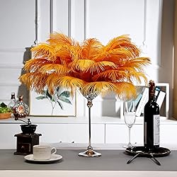 Soarer Gold Ostrich Feathers for Crafts - 15 pcs