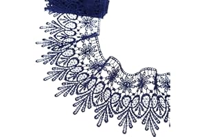 GXTIZAS Navy Blue Lace Trim 5 Yards Wide Venise Lace Ribbon Embroidered Edge Trim for Sewing Crafts Pillow Case