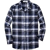 MUSE FATH Mens Long Sleeve Plaid Casual Shirts Soft Button Down with Pocket