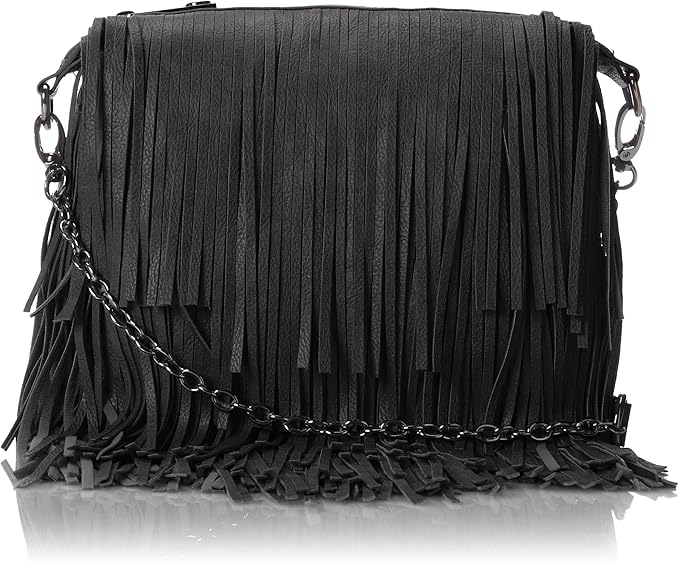 steve madden black fringe purse