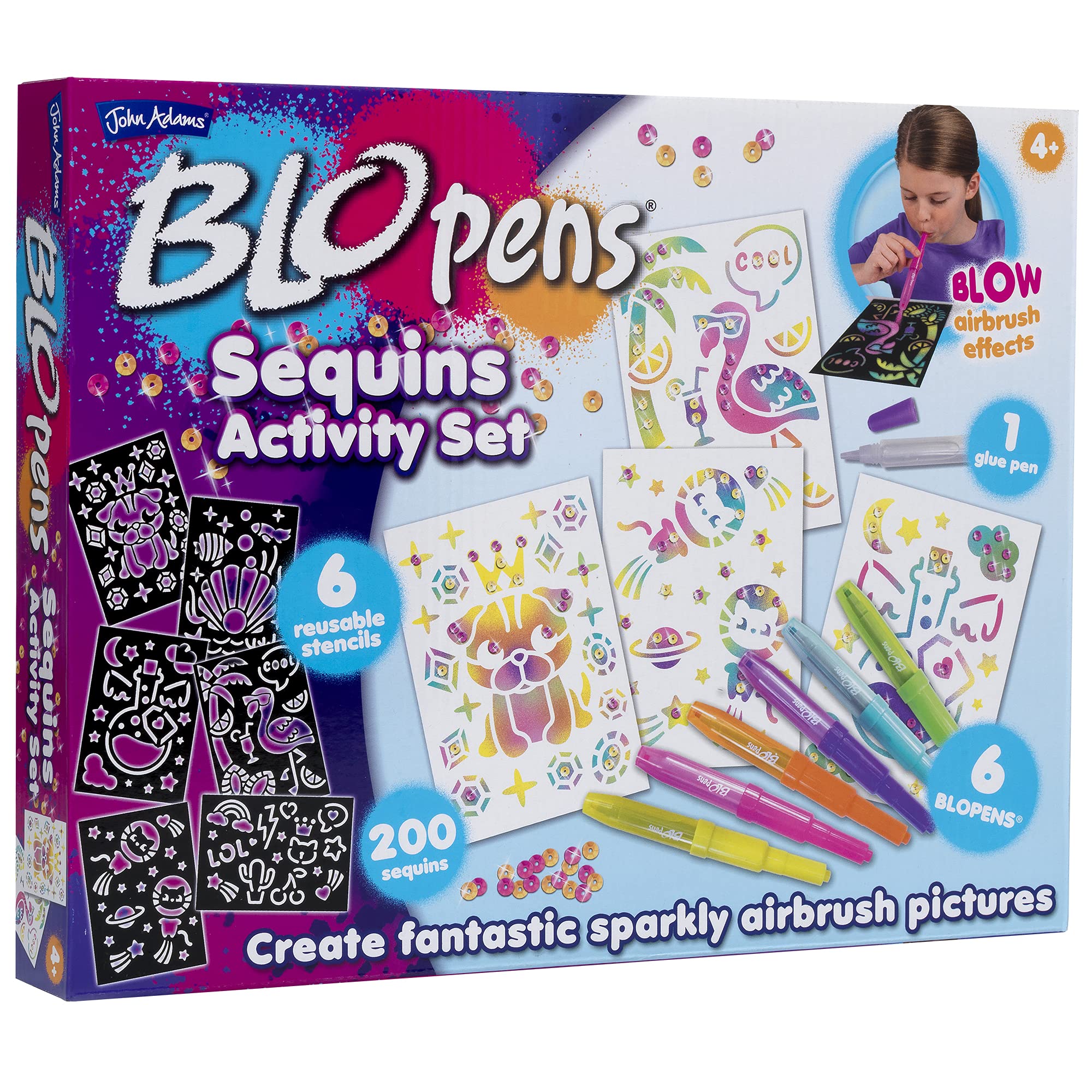 John Adams BLOPENS Sequins Activity Set, Multicolor, 11099, A4