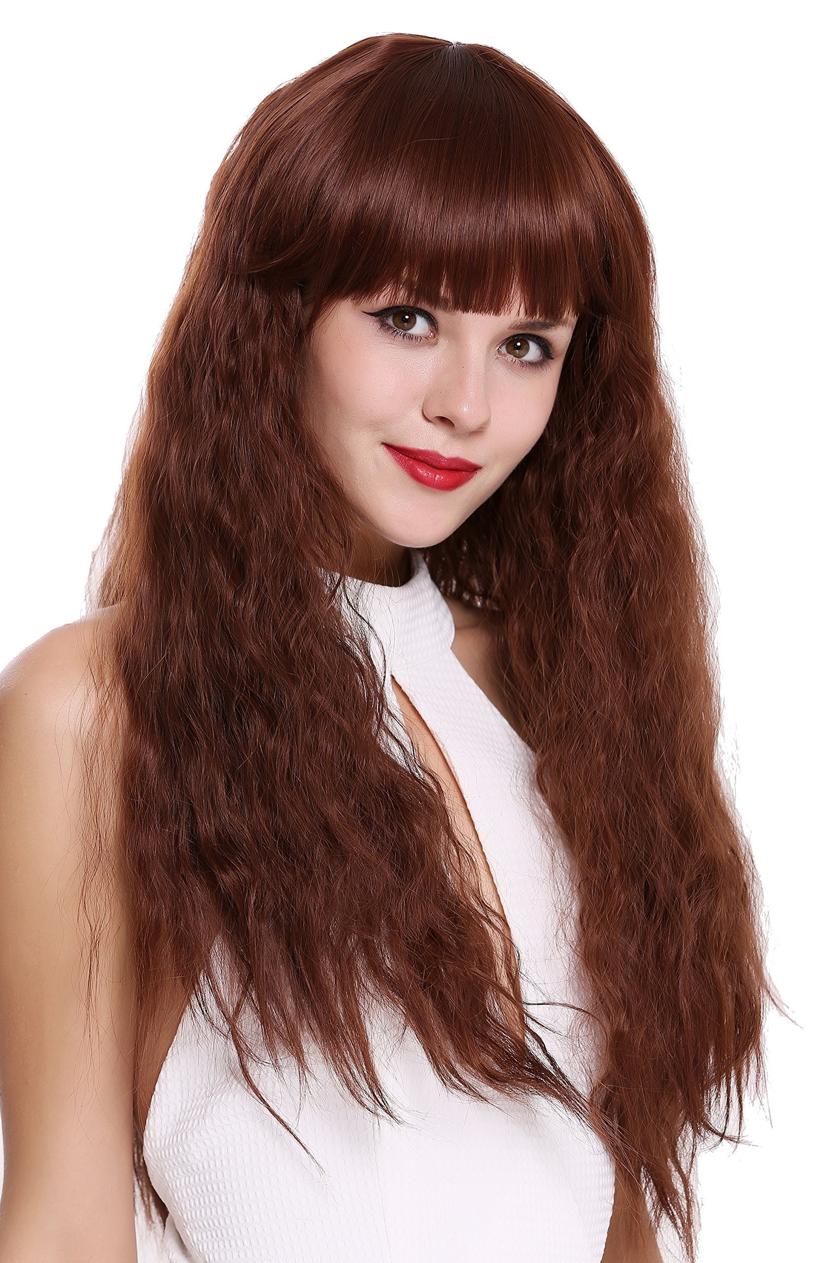 WIG ME UP - 1766Q-30/33 Lady Quality Wig long dense curly curls fringe mahogani copper brown mix