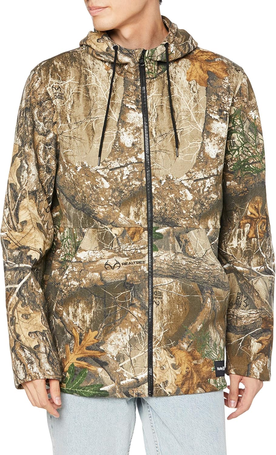 Hurley Men's Realtree Camo Printed Full-Zip Fleece Hooded Sweatshirt: Clothing