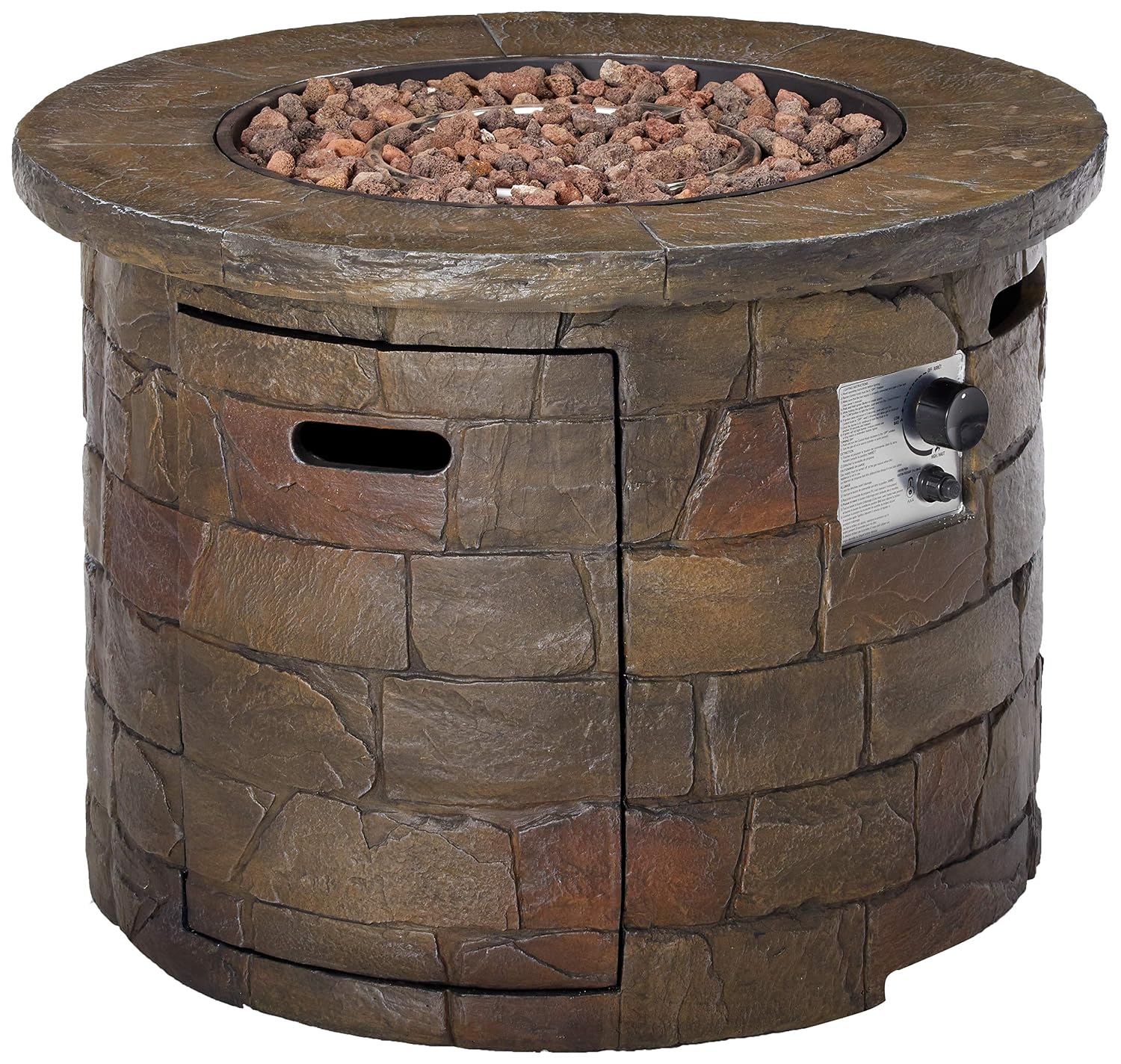 Gdf Studio Stonecrest Patio Furniture Outdoor Propane Gas Fire Pit 40 000btu Table Grey Stone Round Garden Outdoor Dprd Tasikmalayakab Go Id