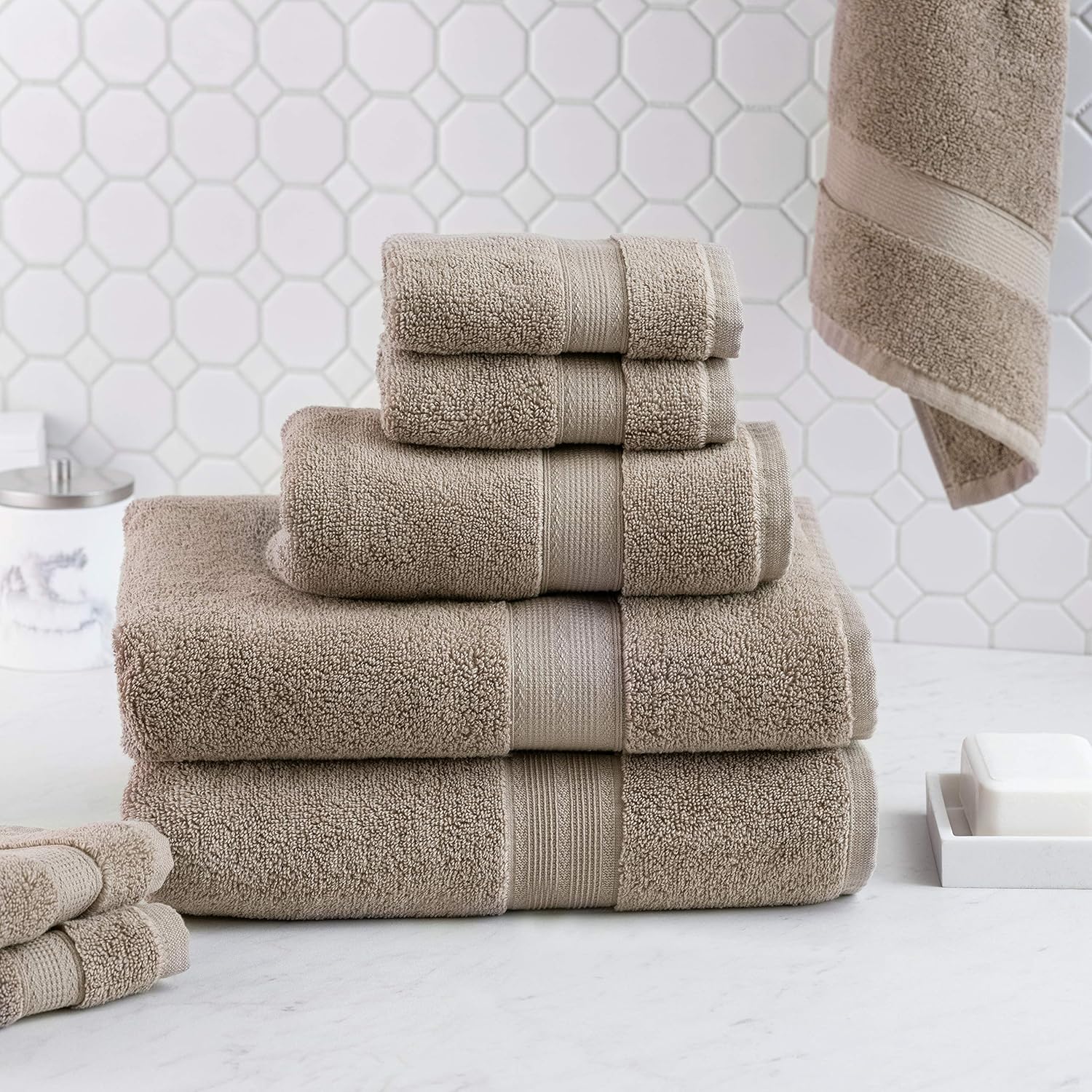 Luxus Premium 100 Cotton 8 Piece Towel Set (Pebble