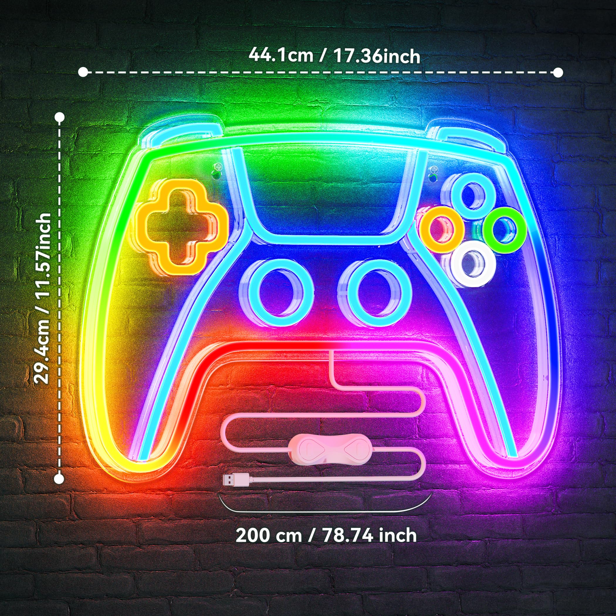 Gaming Deko LED Neonlicht 10 Licht Modi für Gaming Wand Deko, Game Neon Schild für Gaming Deko Zimmer, Gamer Deko Lampe für Playstation Deko Zimmer, LED Wandleuchte für Gaming Zubehör Zimmer Deko 2