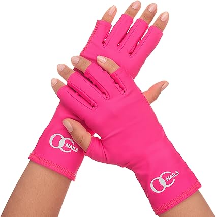 oc nails uv shield glove hot pink anti uv glove for gel manicures with uv led lamps