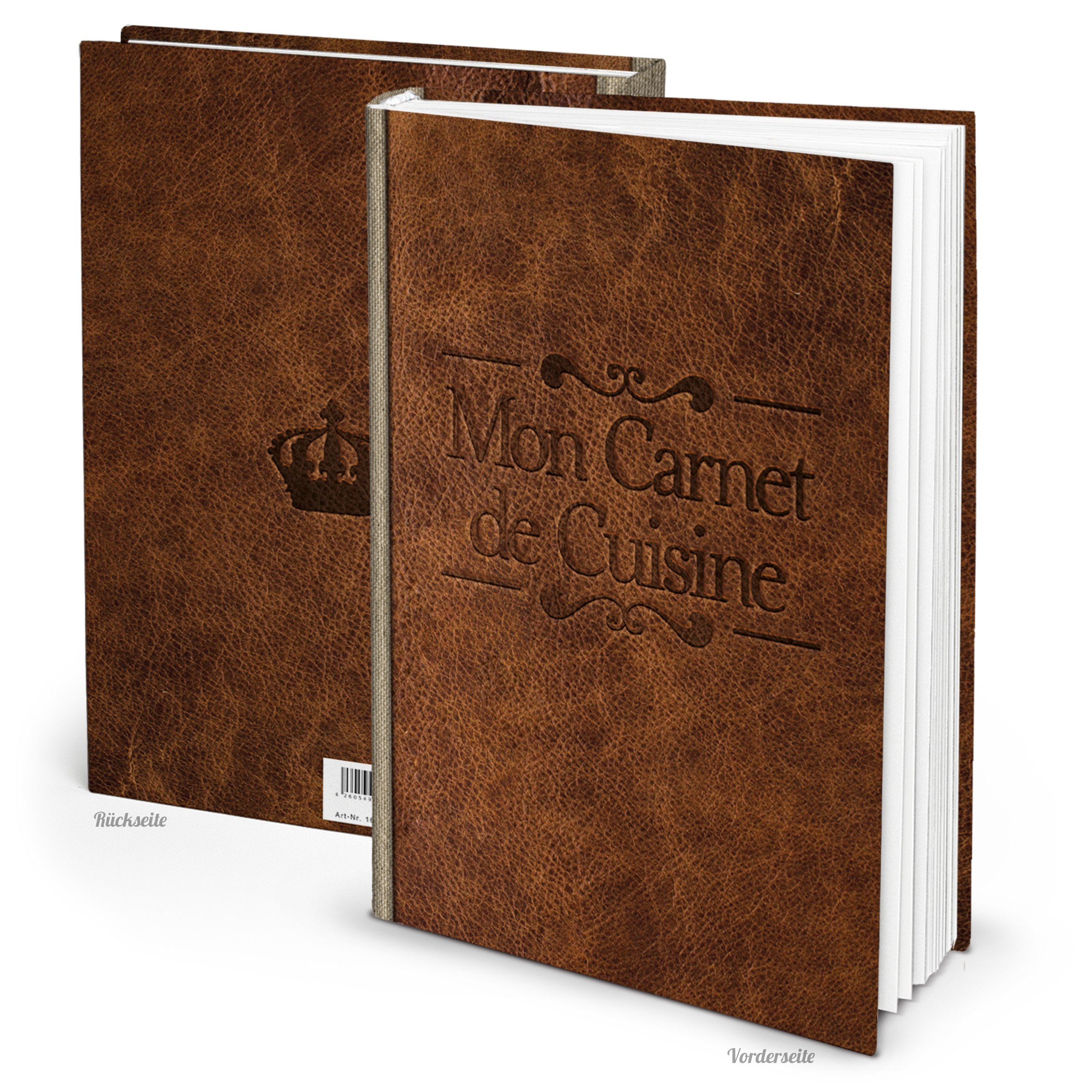 XXL Recipe Book for Writing Your Own Recipes with Script Mon Carnet de Cuisine [French Title], Vintage Leather Look, 164 Pages and Table of Contents