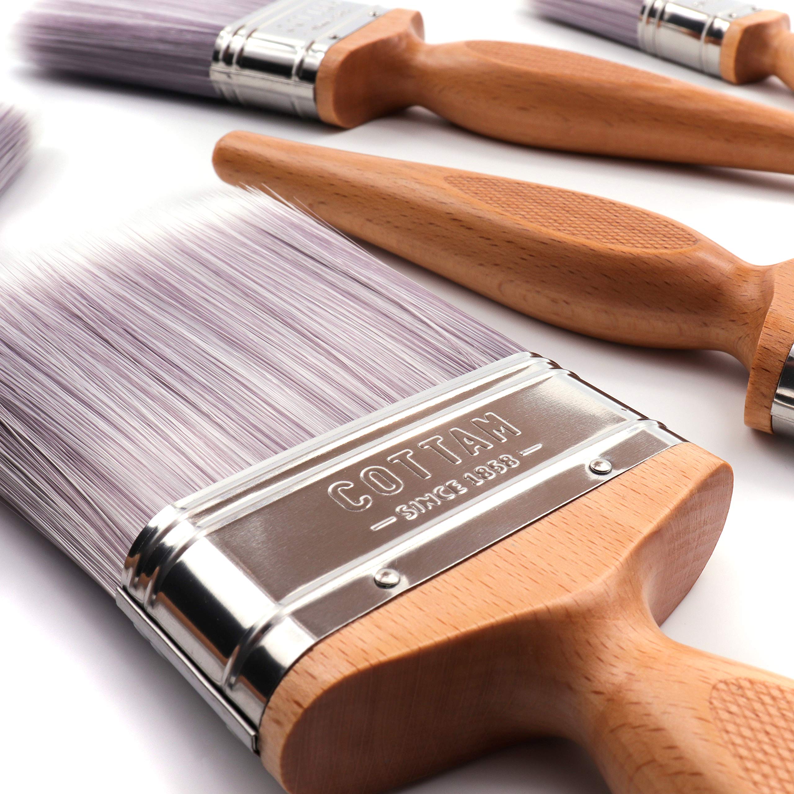 COTTAM Premium Paint Brush Decorating Set (1x3", 2x2" and 2x1" Paint Brushes) - Professional Paint Brushes For Gloss & Emulsion Paints