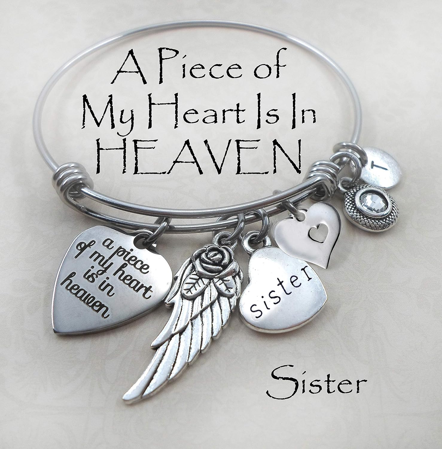 Sister Memorial Bangle Bracelet, Sympathy