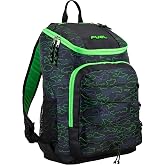 FUEL Wide Mouth Sports Luggage Backpack with Front Bungee and Inner Tech Pocket, Green Outline Camo