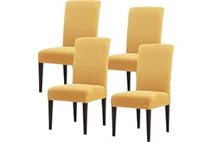 subrtex Dining Room Chair Slipcovers Parsons Chair Covers Set of 4 Stretch Dining Chair Covers Removable Washable Kitchen Chair Covers Chair Protector Covers for Dining Room,Party,Hotel(Beige)