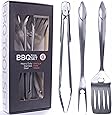 Heavy Duty BBQ Grilling Tools Set. Extra Thick Stainless Steel Spatula, Fork & Tongs. Gift Box Package. Best For Barbecue & Grill. 18 Inch Utensils Turner Accessories By Alpha Grillers