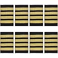 WEBEEDY 4 Pairs Professional Pilot Uniform Epaulets Airlines Pilot Epaulets Aviators Epaulets with Gold Nylon Stripes Four Bars Shoulder Board Captain Insignia Sliders Halloween Christmas Cosplay Gift
